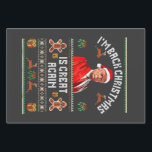 I’m Back, Christmas Is Great Again Trump Election  Wrapping Paper Sheet<br><div class="desc">trump vance,  donald trump,  election 2024,  christmas sweater,  ugly xmassweater,  santa claus,  republican,  vote,  president</div>