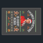 I’m Back, Christmas Is Great Again Trump Election  Wrapping Paper Sheet<br><div class="desc">trump vance,  donald trump,  election 2024,  christmas sweater,  ugly xmassweater,  santa claus,  republican,  vote,  president</div>