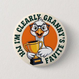 I’m Clearly Grandma’s Favorite funny goose flower 6 Cm Round Badge