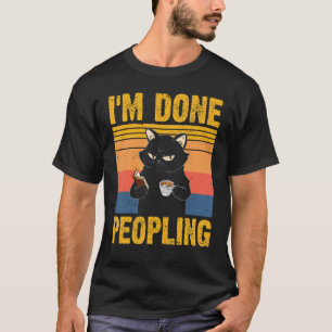 I m done peopling Vintage Books Cats And Coffee T-Shirt