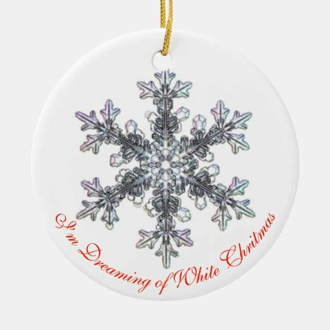 I’m Dreaming of a White Christmas snowflake Ceramic Tree Decoration (Front)