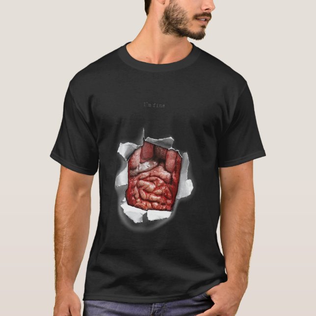 I M Fine Halloween Bloody Wound Injury Gross Zombi T-Shirt (Front)