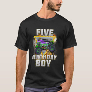 I m Five Years Old 5th Birthday Boy Monster Truck T-Shirt