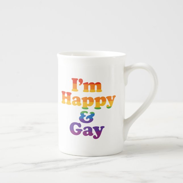 “I’m Happy & Gay” Mug – Bold Pride Latte Cup  (Right)