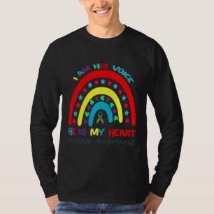 I M His Voice He Is My Heart Autism Awareness Dad T-Shirt