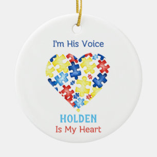 I’m His Voice He’s My Heart Autism Awareness Ceramic Tree Decoration