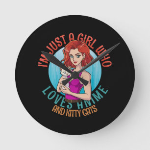 I m Just a Girl Who Loves Cats Round Clock