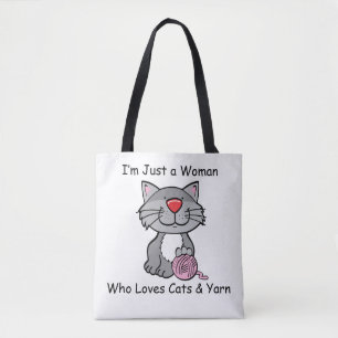 I’m Just a Woman Who Loves Cats and Yarn Tote Ba Bag
