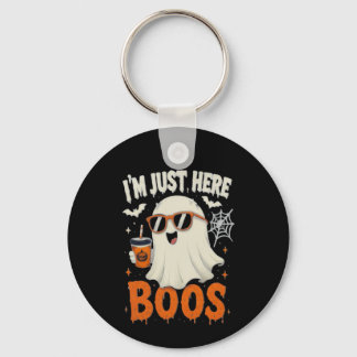 “I’m Just Here for Boos” Ghost Design Key Ring