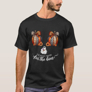 I m Just Here For The Boos Leopard Pumpkin Face Bo T-Shirt