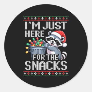 I’m Just Here For The Snacks Raccoon Christmas Ugl Classic Round Sticker