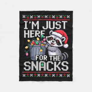 I’m Just Here For The Snacks Raccoon Christmas Ugl Fleece Blanket