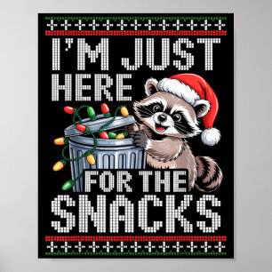 I’m Just Here For The Snacks Raccoon Christmas Ugl Poster