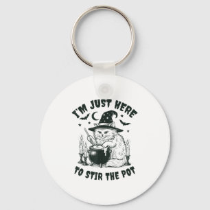 I’m Just Here To Stir The T - Soky Halloween Cat D Key Ring