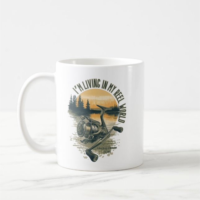 I’m Living in My Reel World | Fishing lake  Coffee Mug (Left)