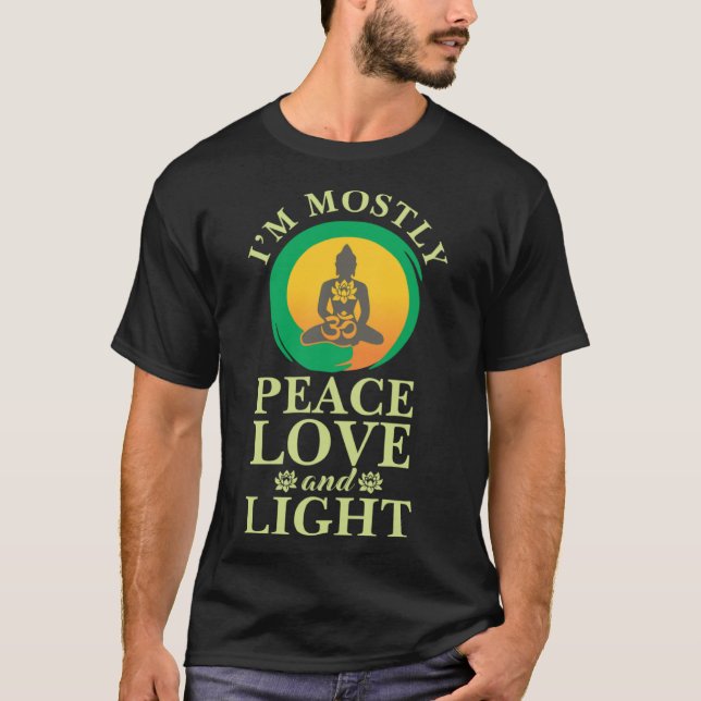 I m Mostly Peace Love And Light Retro Yoga For Men T-Shirt (Front)