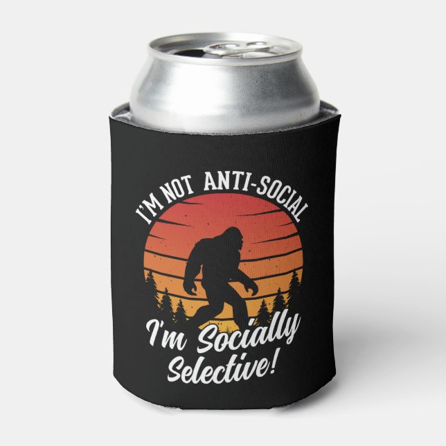 I’m Not Anti-Social Bigfoot Black Can Cooler (Can Front)