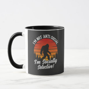 I’m Not Anti-Social Bigfoot Black Mug