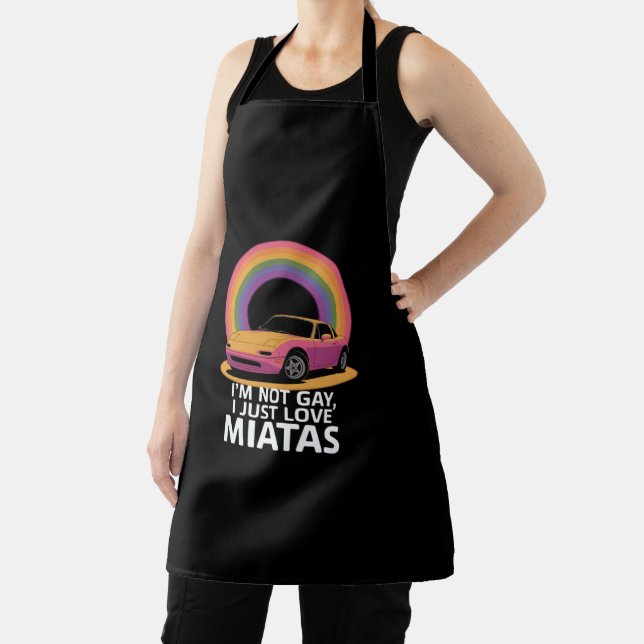 I’m Not Gay I Just Love Miatas LGBT Rainbow  Apron (Insitu)