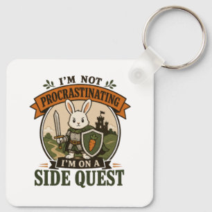 I’m Not Procrastinating Side Quest Rabbit Knight Key Ring