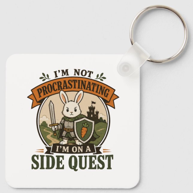 I’m Not Procrastinating Side Quest Rabbit Knight Key Ring (Back)