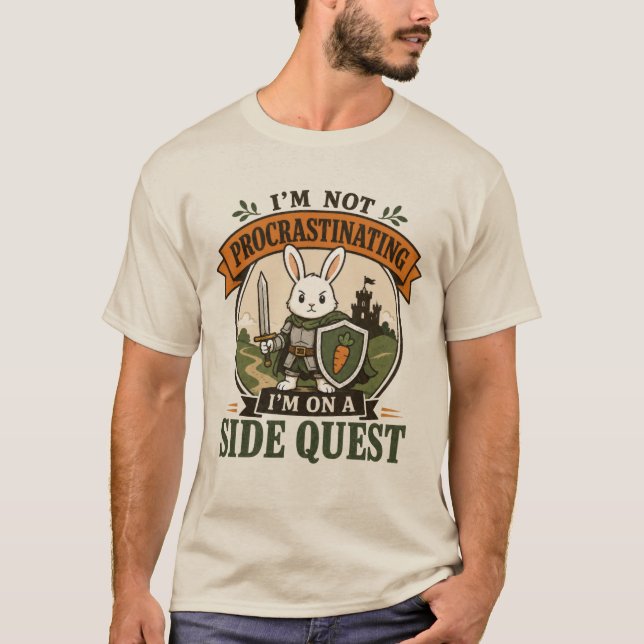 I’m Not Procrastinating Side Quest Rabbit Knight T-Shirt (Front)