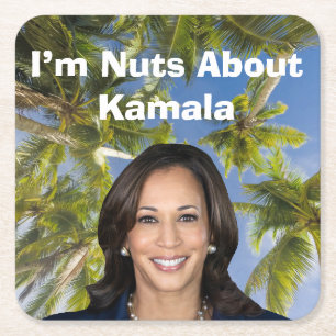 I’m Nuts About Kamala Square Paper Coaster