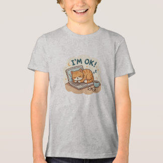 I’m OK Sleeping Cat Laptop Cartoon Tri-Blend Shirt