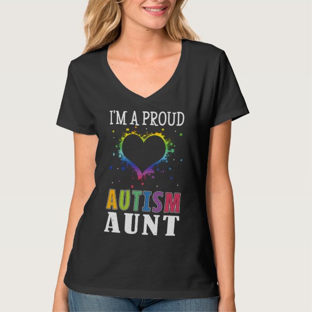 I M Proud Aunt Puzzle Special Autism Awareness T-Shirt (Front)