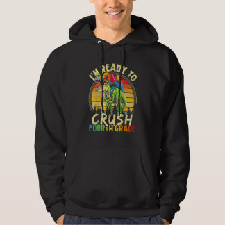 I m Ready To Crush Fourth Grade Monster Truck Dino Hoodie