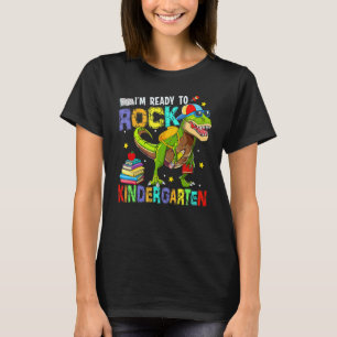 I m Ready To Rock Kindergarten Cool Dino Boys Back T-Shirt
