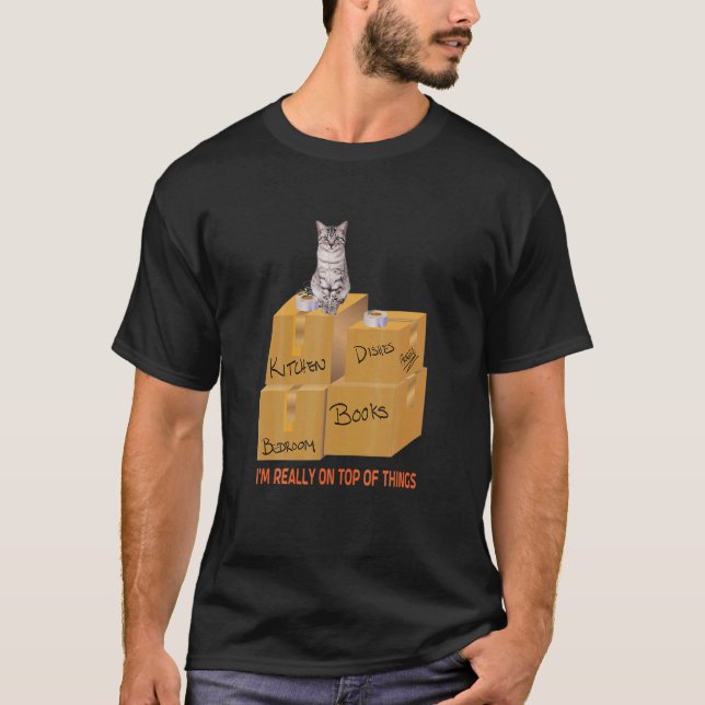 I M REALLY ON OP OF HINGS Sarcastic Cat Humour Cat T-Shirt (Front)