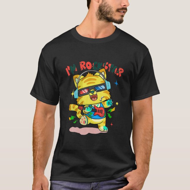 I m Rockstar Cat Star Funny T-Shirt (Front)