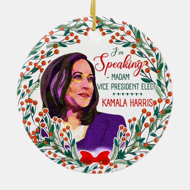 I’m Speaking Madam Vice President Elect Harris Ceramic Tree Decoration (Back)