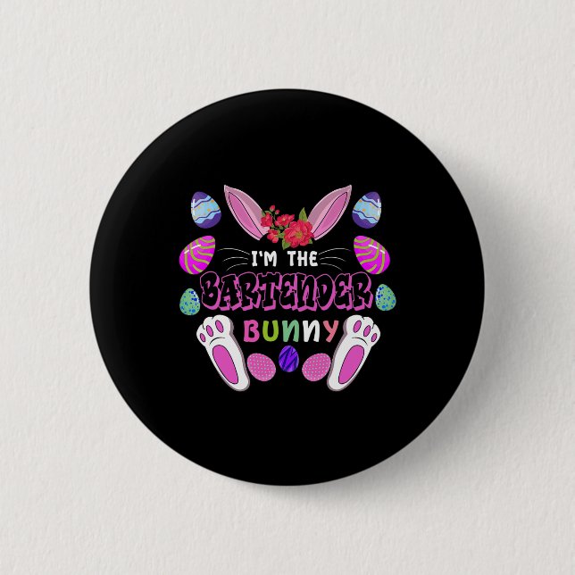 I’m The Bartender Bunny Easter Rabbit  6 Cm Round Badge (Front)
