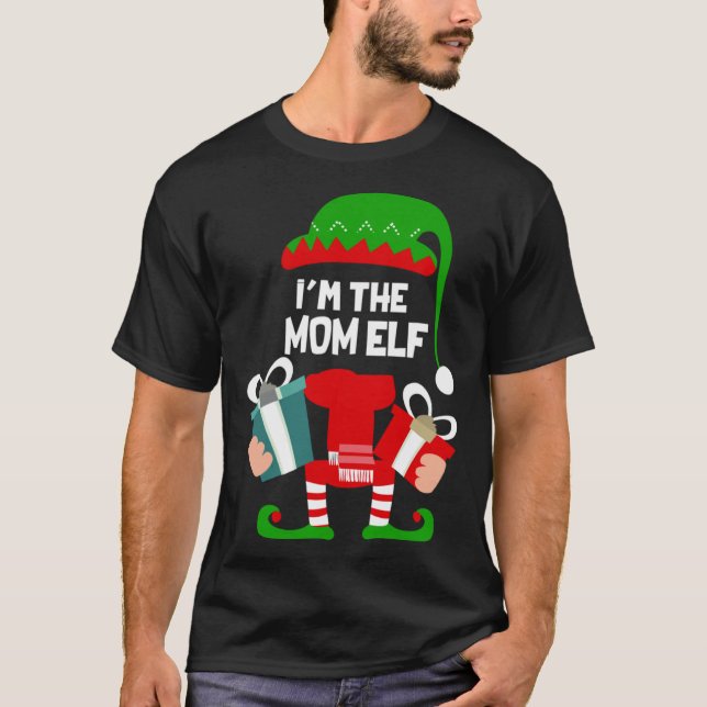 I m The Mum Elf Outfit Women  Christmas Couple Mat T-Shirt (Front)