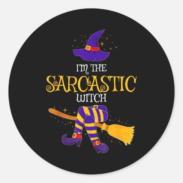I’m The Sarcastic Witch Family Matching Costume Ha Classic Round Sticker (Front)