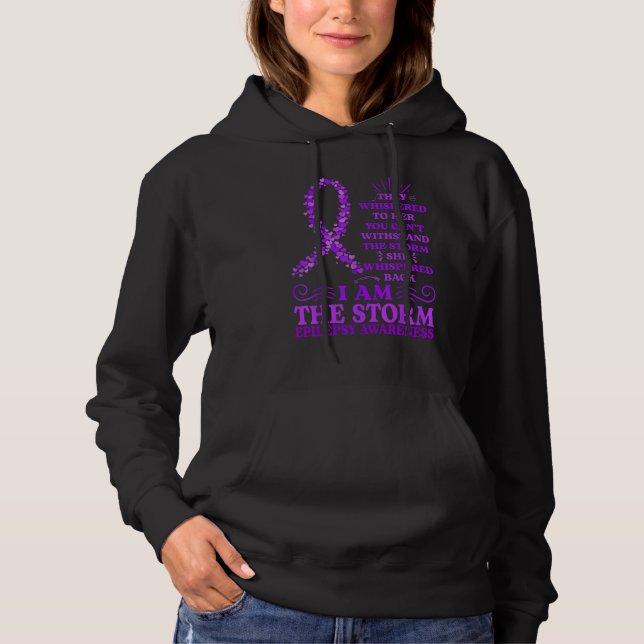 I m The Storm Strong Purple Ribbon Women Epilepsy  Hoodie (Front)