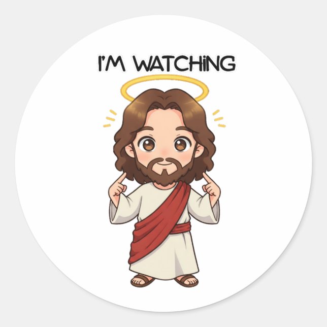 I’m Watching - Jesus Reacts Classic Round Sticker (Front)