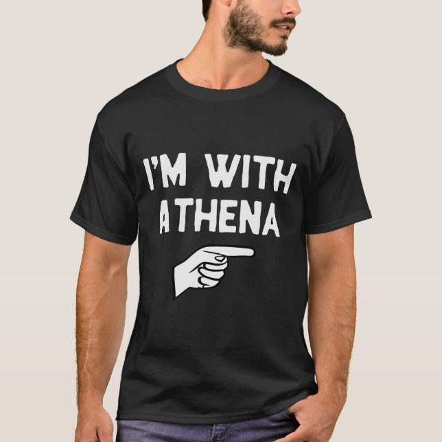 I’m With Athena Funny Halloween Matching Costume  T-Shirt (Front)