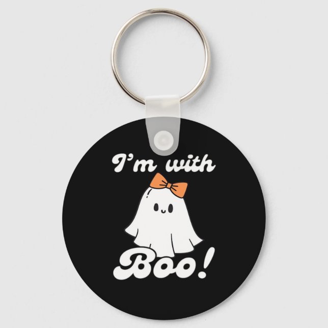 I’m With Boo Funny Retro Key Ring (Front)