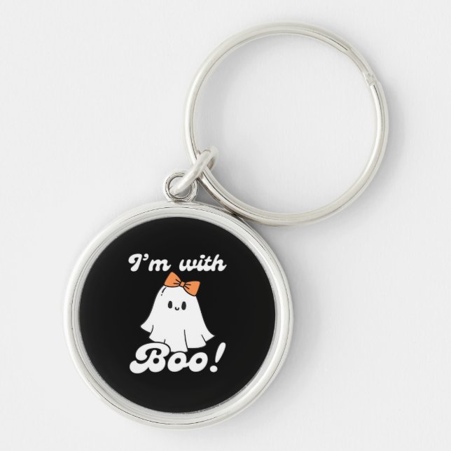 I’m With Boo Funny Retro Key Ring (Front)