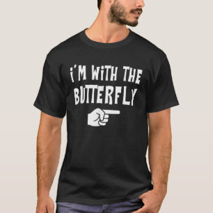 I m With Butterfly Halloween Costume Party Couples T-Shirt
