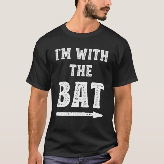 I m With The Bat Costume Halloween Matching Couple T-Shirt (Front)