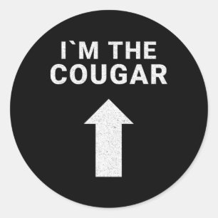 I´m With The Cougar Humor Halloween Birthday Gift  Classic Round Sticker