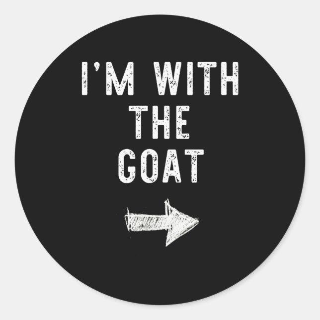I’m With The Goat Funny Halloween Couple Costume  Classic Round Sticker (Front)