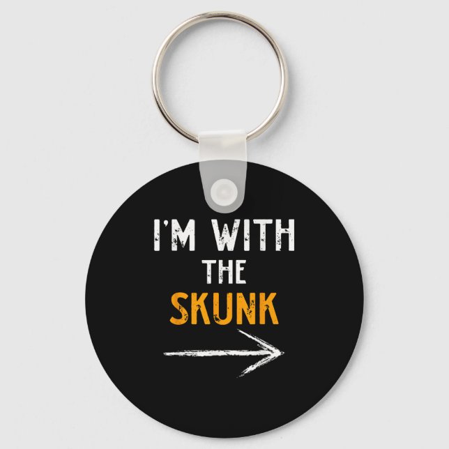 I’m With The Skunk Funny Halloween Matching Couple Key Ring (Front)