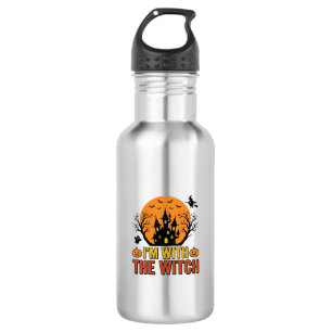 I’m With The Witch Vintage Halloween Castle Design 532 Ml Water Bottle