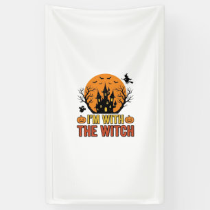 I’m With The Witch Vintage Halloween Castle Design Banner