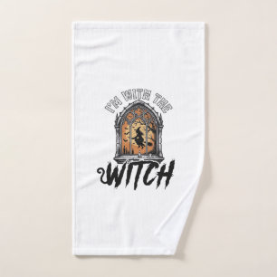 I’m With The Witch Vintage Halloween Hand Towel